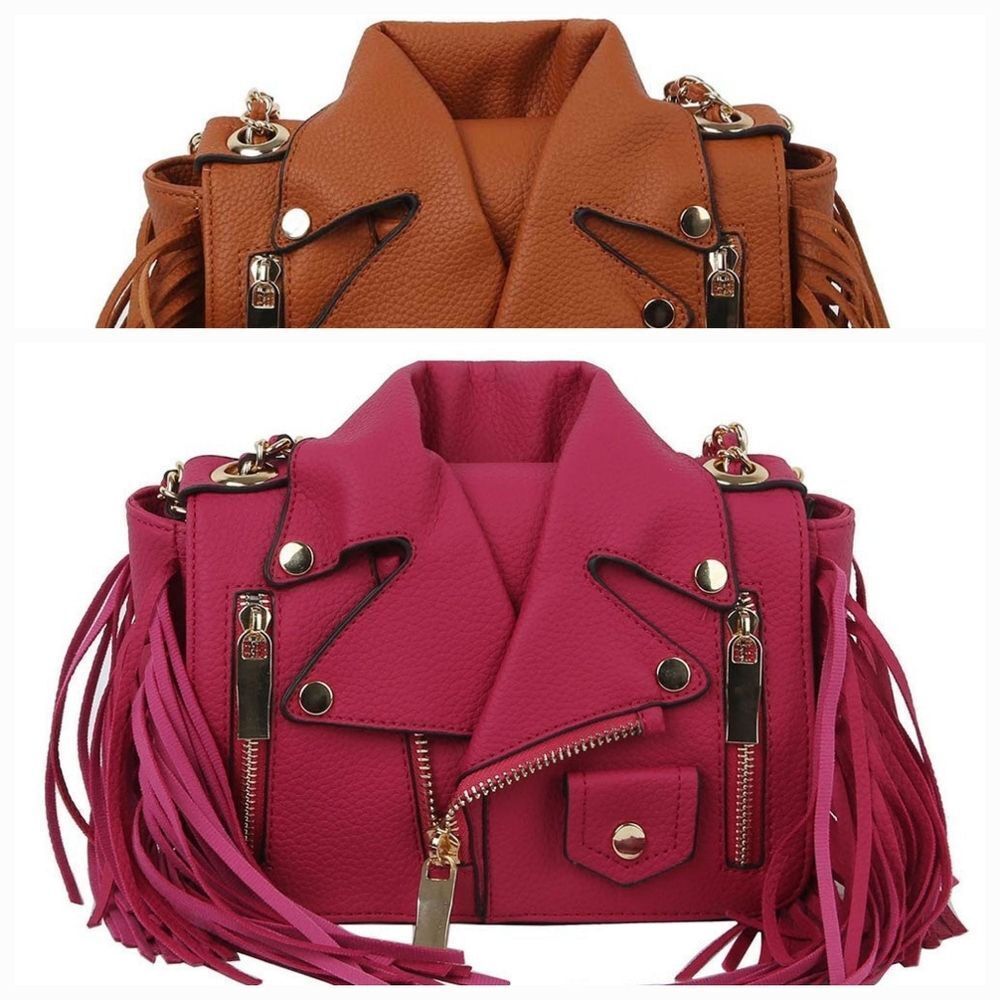 Motorcycle Jacket Fringe Crossbody Bag Satchel - Picture 1 of 6